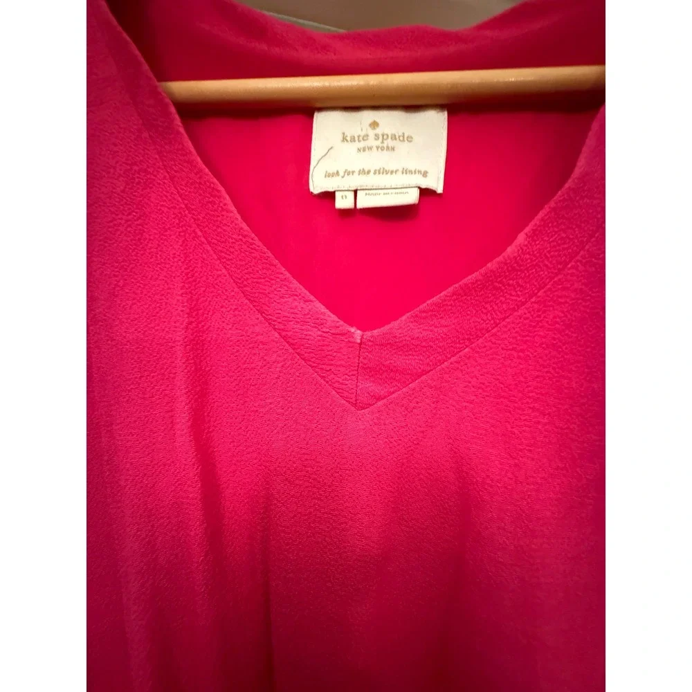 Kate Spade Dress Womens 0 Pink V-Neck Flutter Cap Sleeve Elastic Waist Mini